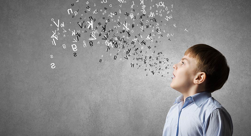 Illustration of a young boy with letters coming out of his mouth to express vocal direction.
