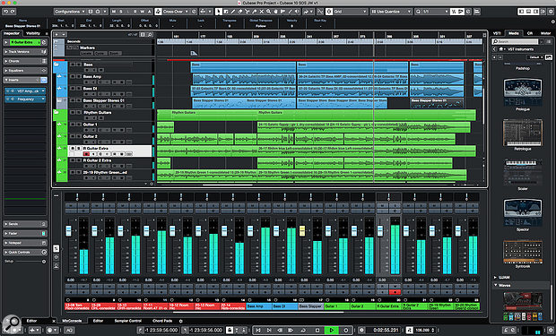 A screenshot of the digital voice recording software, Cubase.