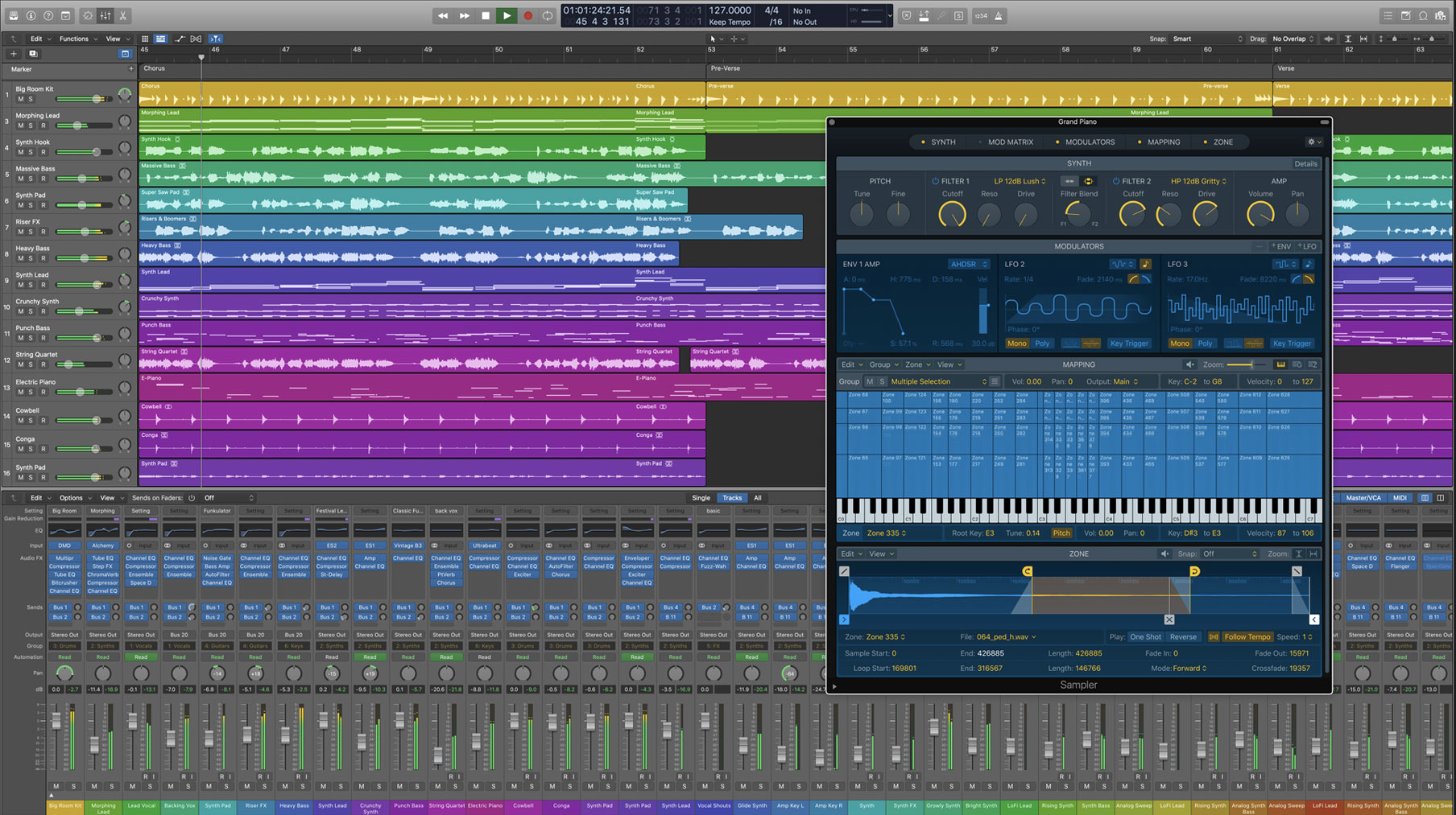 A screenshot of the digital audio software, Logic Pro.