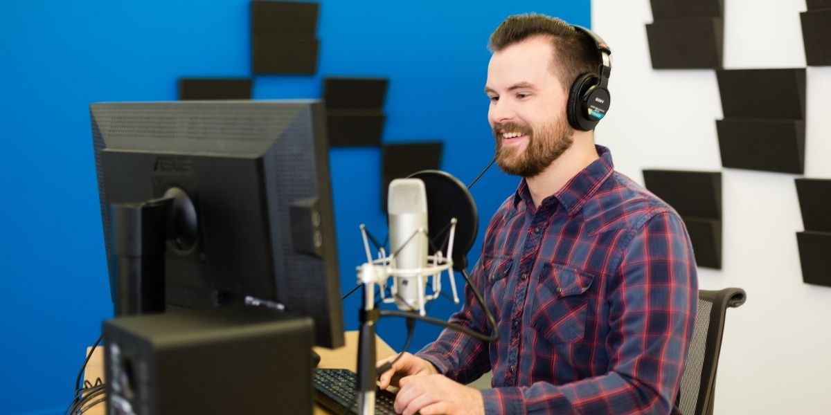 Male Voice Talent in Home Recording Studio