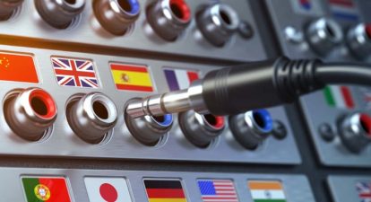 Audio ports with flags from different countries.