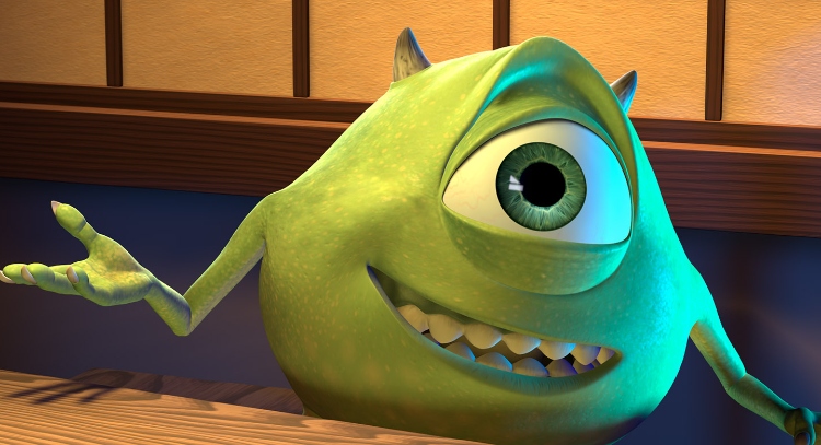 Mike Wazowski, the green, one-eyed monster from the Pixar film Monsters, Inc.