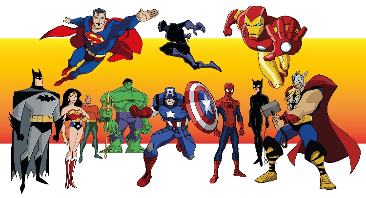 The most famous voice actors of all time, represented by DC and Marvel superhero characters.