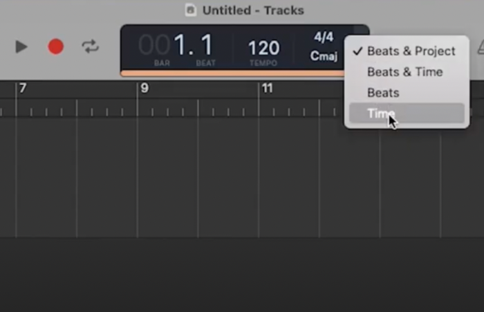 The session parameters feature in GarageBand
