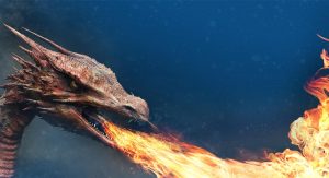 Fire-breathing dragon. Smaug-like dragon from The Hobbit.