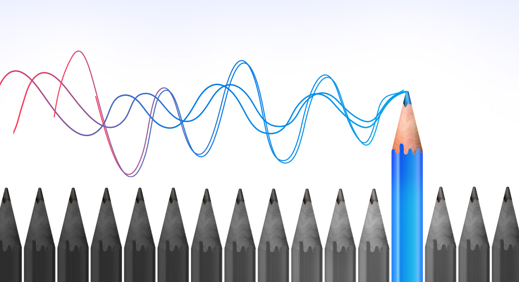 A graphic image shows sound waves emanating from the tip of a coloured pencil
