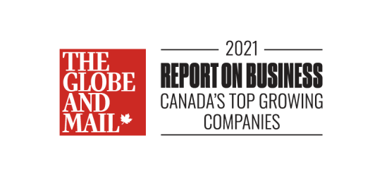 The Globe and Mail's Report on Business Magazine Canada's Top Growing Companies Award 2021 Logo.