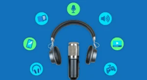 A microphone and headphones with voice over project types